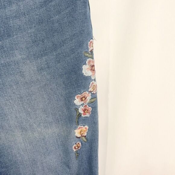 Nicole Miller Plus Size 20 High Rise Skinny Jeans Floral Embroidered Raw Hem 677 - Picture 5 of 11